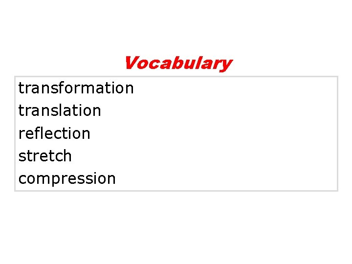 Stretch Compression Translation 1 8 Exploring Transformations Holt Algebra 2 Warm