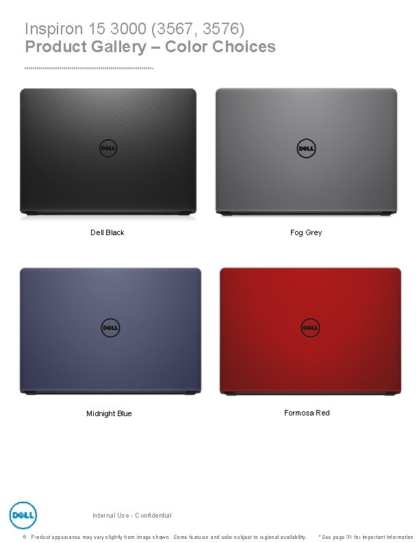 Inspiron 15 3000 (3567, 3576) Product Gallery – Color Choices Dell Black Fog Grey