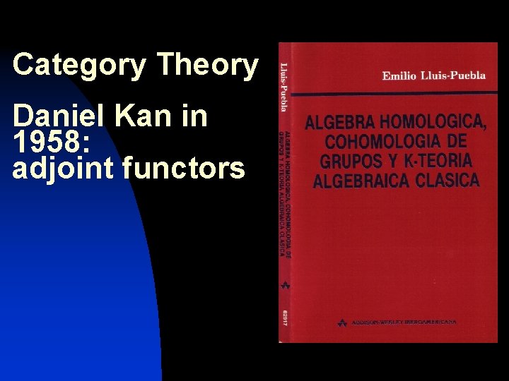 Category Theory Daniel Kan in 1958: adjoint functors 