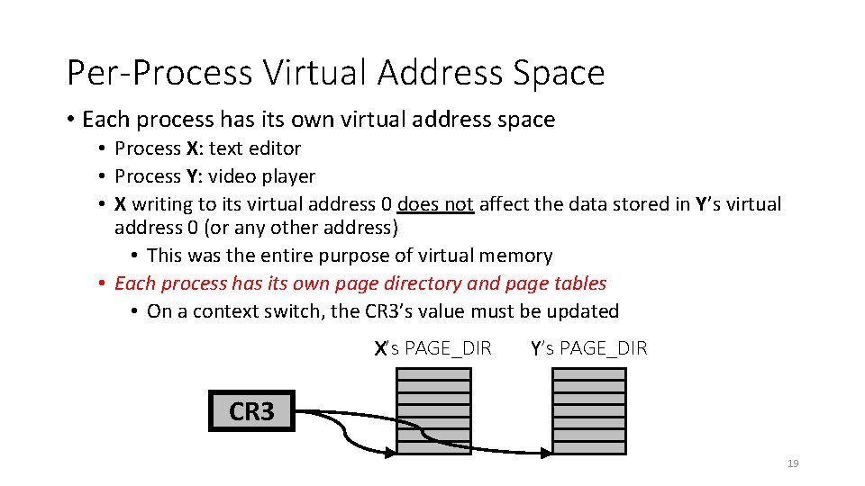 Per-Process Virtual Address Space • Each process has its own virtual address space •