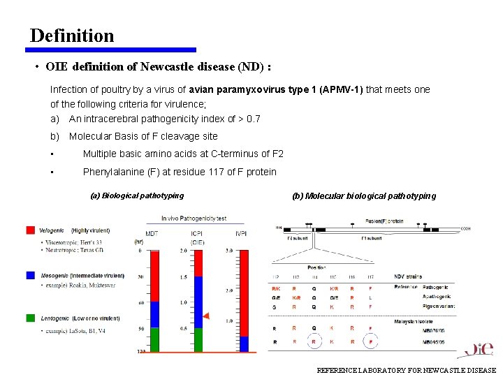 Definition • OIE definition of Newcastle disease (ND) : Infection of poultry by a