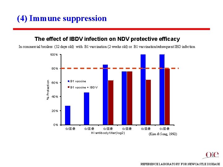 (4) Immune suppression The effect of IBDV infection on NDV protective efficacy In commercial