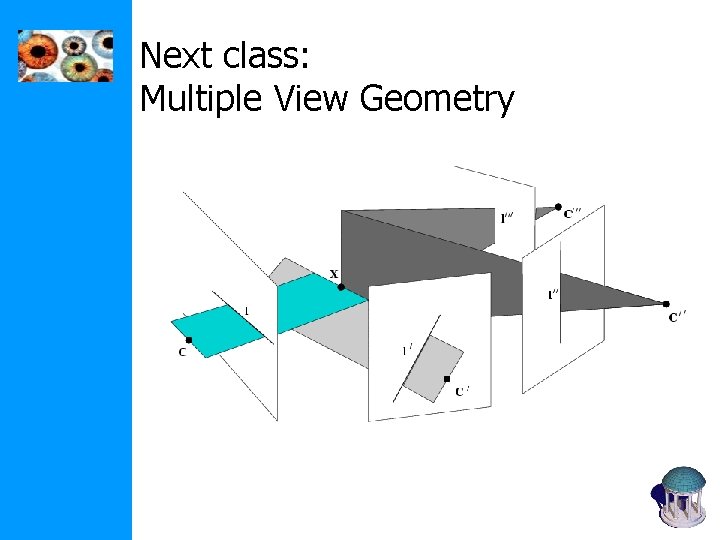 Next class: Multiple View Geometry 