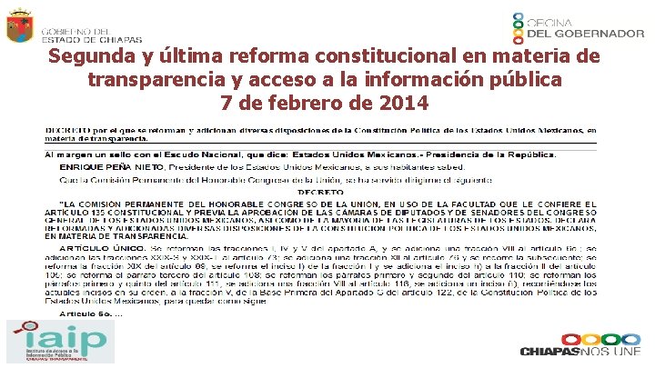 Segunda y última reforma constitucional en materia de transparencia y acceso a la información