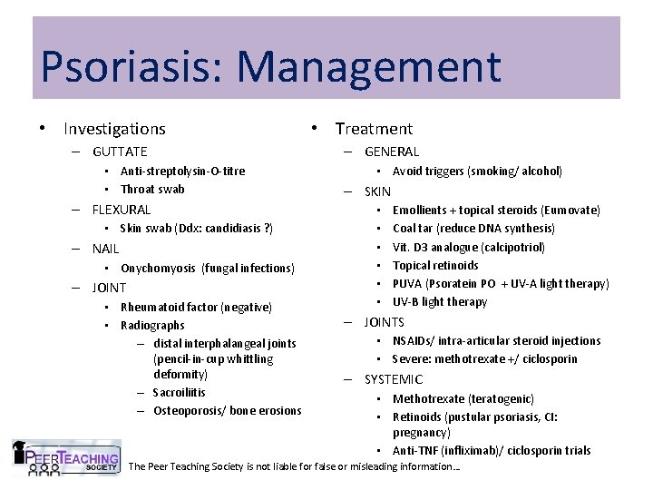 investigation for psoriasis