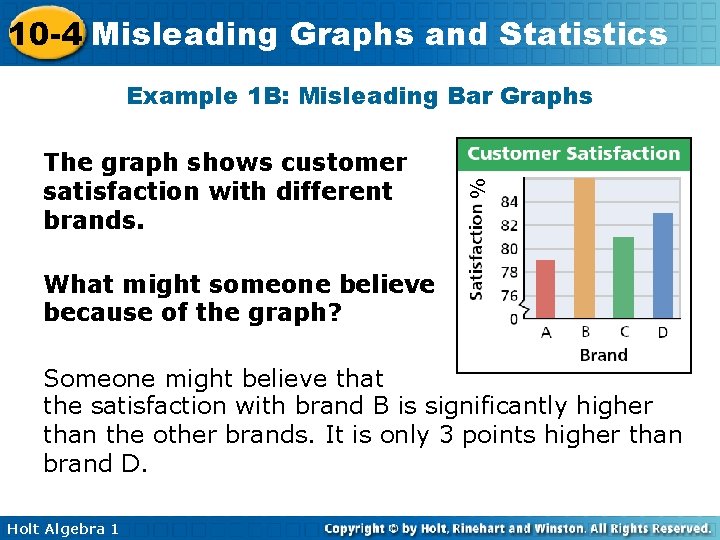 10 -4 Misleading Graphs and Statistics The graph shows customer satisfaction with different brands.