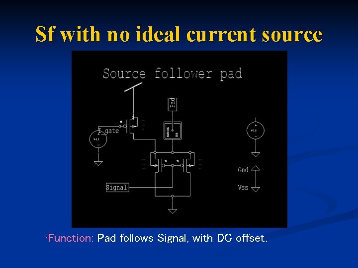 Sf with no ideal current source • Function: Pad follows Signal, with DC offset.