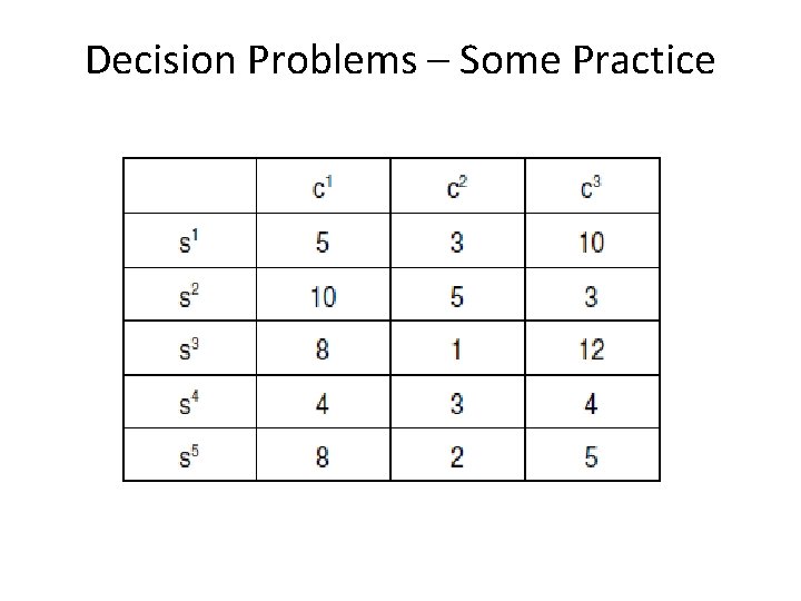 Decision Problems – Some Practice 