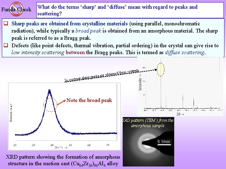 Funda Check What do the terms ‘sharp’ and ‘diffuse’ mean with regard to peaks Funda Check What do the terms ‘sharp’ and ‘diffuse’ mean with regard to peaks