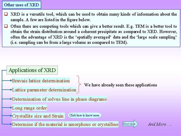 Other uses of XRD q XRD is a versatile tool, which can be used Other uses of XRD q XRD is a versatile tool, which can be used