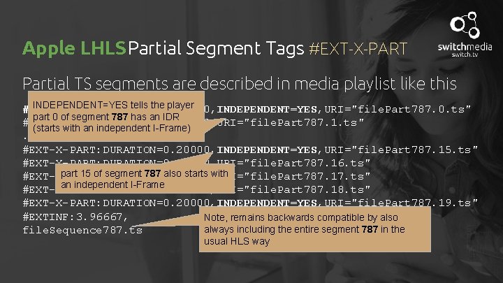 Apple LHLS Partial Segment Tags #EXT-X-PART Partial TS segments are described in media playlist