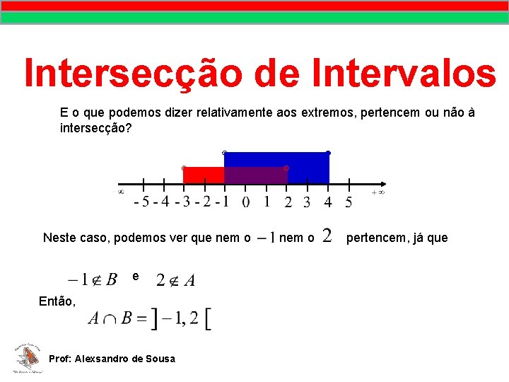 Intersecção de Intervalos E o que podemos dizer relativamente aos extremos, pertencem ou não Intersecção de Intervalos E o que podemos dizer relativamente aos extremos, pertencem ou não