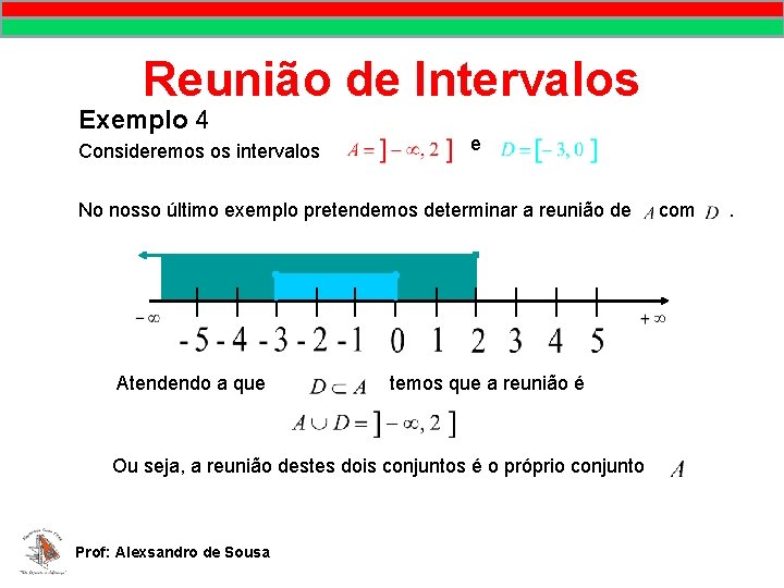 Reunião de Intervalos Exemplo 4 Consideremos os intervalos e No nosso último exemplo pretendemos Reunião de Intervalos Exemplo 4 Consideremos os intervalos e No nosso último exemplo pretendemos