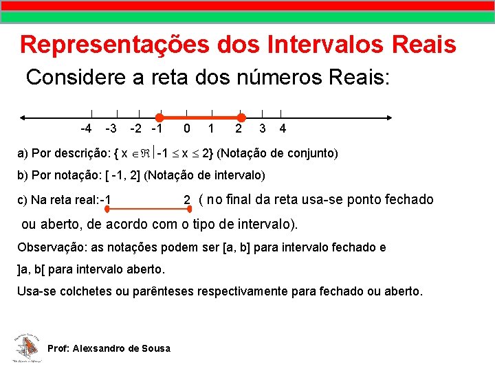 MATEMÁTICA, 9º Ano Pontos no plano cartesiano/pares ordenados Representações dos Intervalos Reais Considere a MATEMÁTICA, 9º Ano Pontos no plano cartesiano/pares ordenados Representações dos Intervalos Reais Considere a