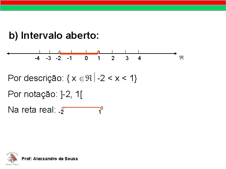 MATEMÁTICA, 9º Ano Pontos no plano cartesiano/pares ordenados b) Intervalo aberto: o -4 -3 MATEMÁTICA, 9º Ano Pontos no plano cartesiano/pares ordenados b) Intervalo aberto: o -4 -3
