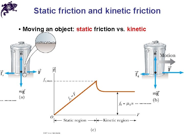 Static friction and kinetic friction • Moving an object: static friction vs. kinetic 
