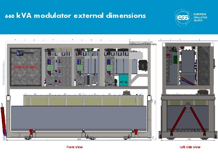 660 k. VA modulator external dimensions Controller crate Front view Left side view 