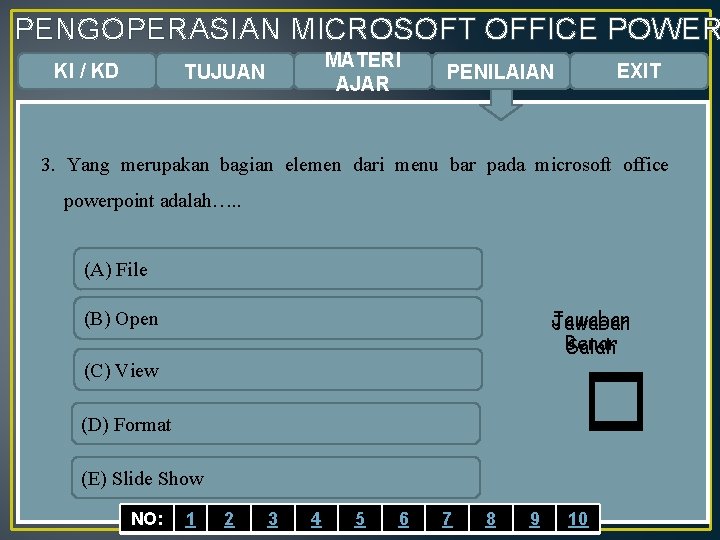 PENGOPERASIAN MICROSOFT OFFICE POWER KI / KD MATERI AJAR TUJUAN EXIT PENILAIAN 3. Yang PENGOPERASIAN MICROSOFT OFFICE POWER KI / KD MATERI AJAR TUJUAN EXIT PENILAIAN 3. Yang