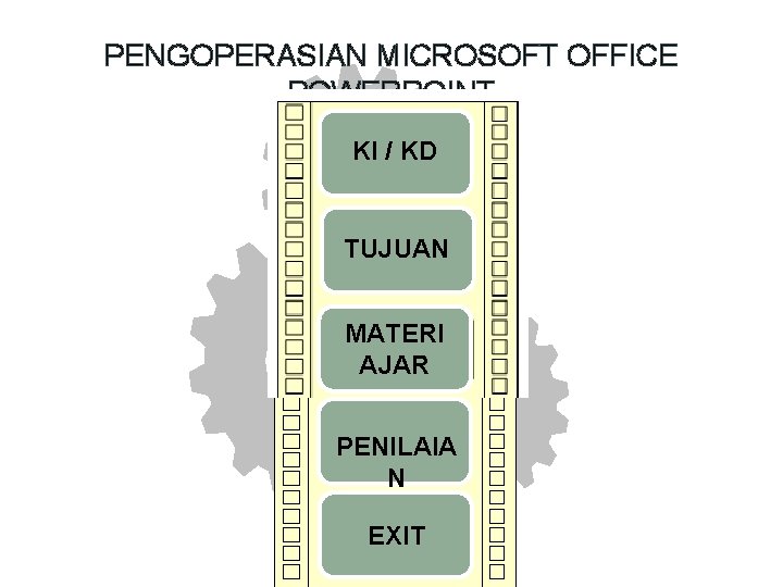 PENGOPERASIAN MICROSOFT OFFICE POWERPOINT KI / KD TUJUAN MATERI AJAR PENILAIA N EXIT 