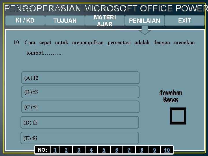 PENGOPERASIAN MICROSOFT OFFICE POWER KI / KD MATERI AJAR TUJUAN EXIT PENILAIAN 10. Cara