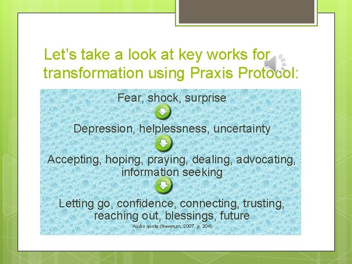 Let’s take a look at key works for transformation using Praxis Protocol: Fear, shock,