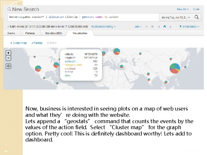 Now, business is interested in seeing plots on a map of web users and