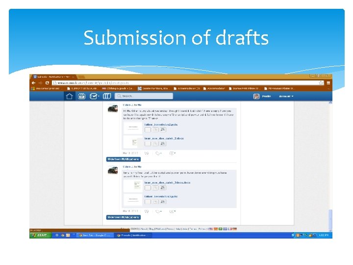 Submission of drafts 
