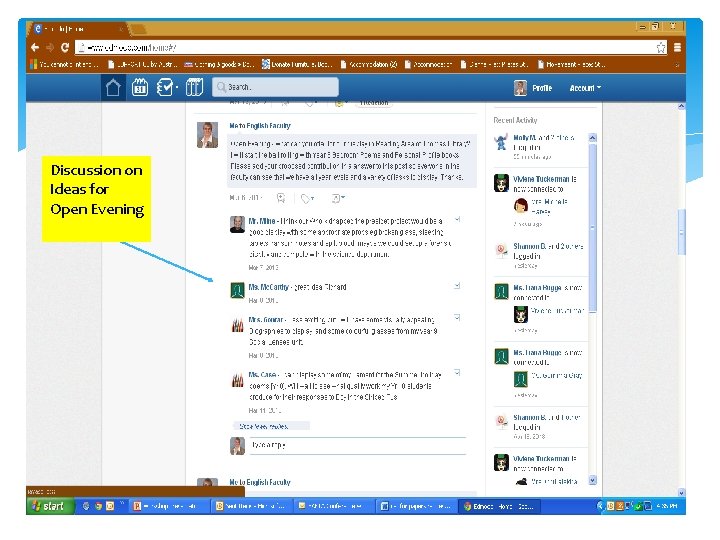 Discussion on Ideas for Open Evening 