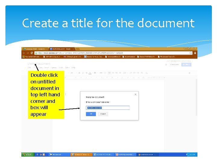 Create a title for the document Double click on untitled document in top left