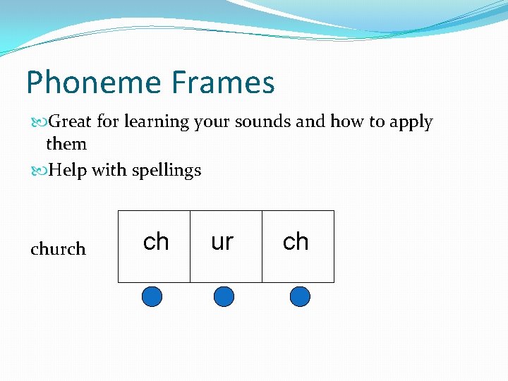 Phoneme Frames Great for learning your sounds and how to apply them Help with