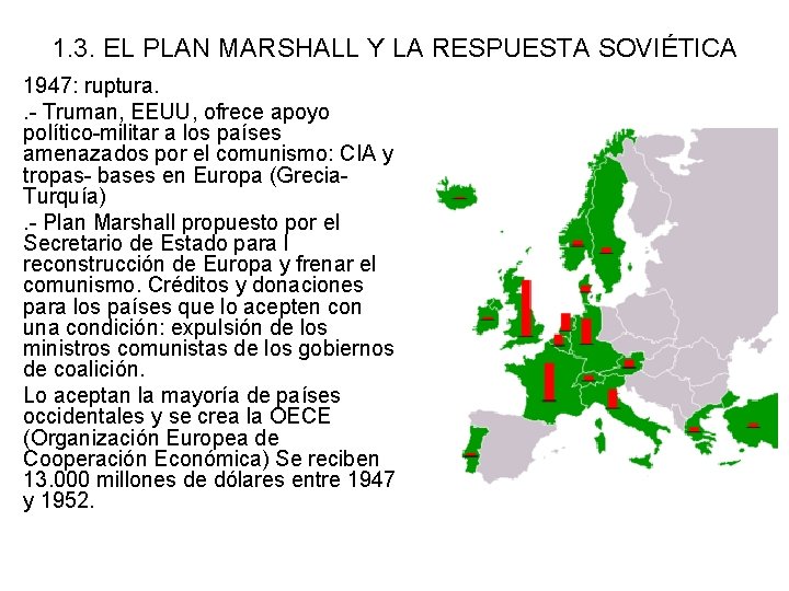 1. 3. EL PLAN MARSHALL Y LA RESPUESTA SOVIÉTICA 1947: ruptura. . - Truman,