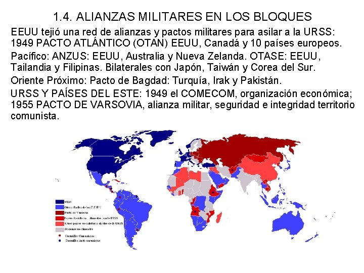 1. 4. ALIANZAS MILITARES EN LOS BLOQUES EEUU tejió una red de alianzas y