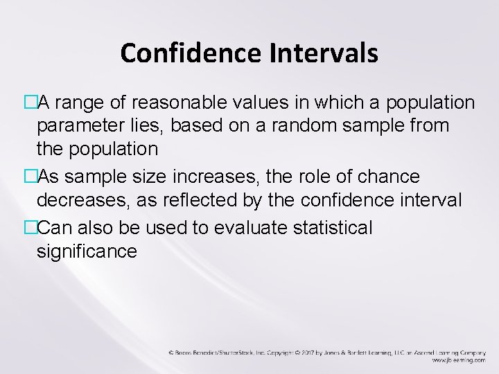 Confidence Intervals �A range of reasonable values in which a population parameter lies, based Confidence Intervals �A range of reasonable values in which a population parameter lies, based