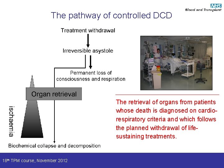 The pathway of controlled DCD The retrieval of organs from patients whose death is