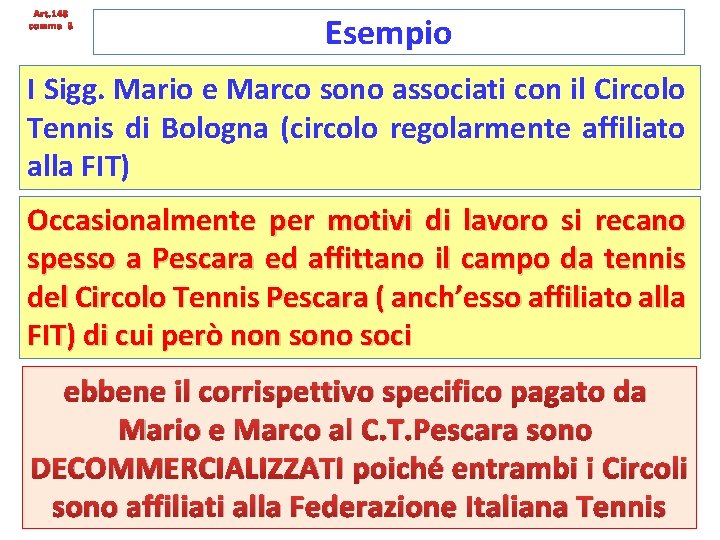 Art. 148 comma 3 Esempio I Sigg. Mario e Marco sono associati con il
