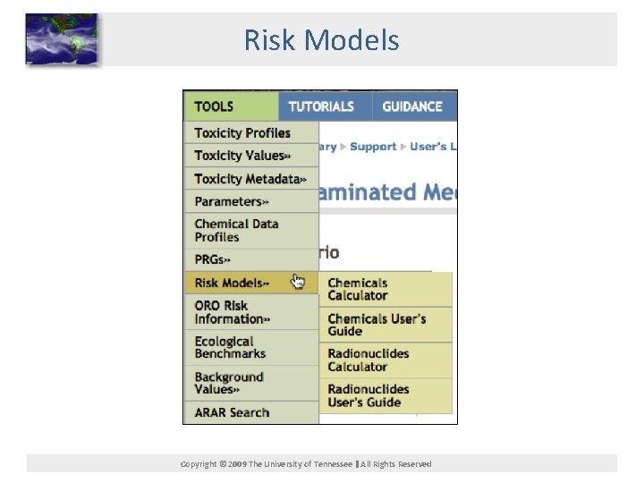 Risk Models Copyright © 2009 The University of Tennessee All Rights Reserved 
