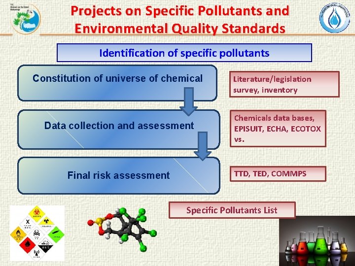 Projects on Specific Pollutants and Environmental Quality Standards Identification of specific pollutants Constitution of