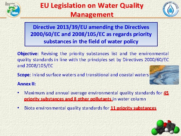 EU Legislation on Water Quality Management Directive 2013/39/EU amending the Directives 2000/60/EC and 2008/105/EC