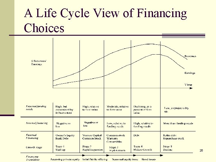 A Life Cycle View of Financing Choices 25 