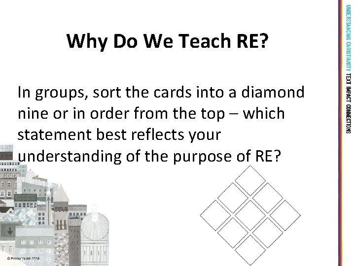 Why Do We Teach RE? In groups, sort the cards into a diamond nine