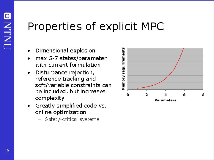 Properties of explicit MPC • Dimensional explosion • max 5 -7 states/parameter with current