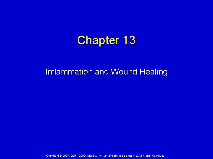 Chapter 13 Inflammation and Wound Healing Copyright © 2007, 2004, 2000, Mosby, Inc. ,