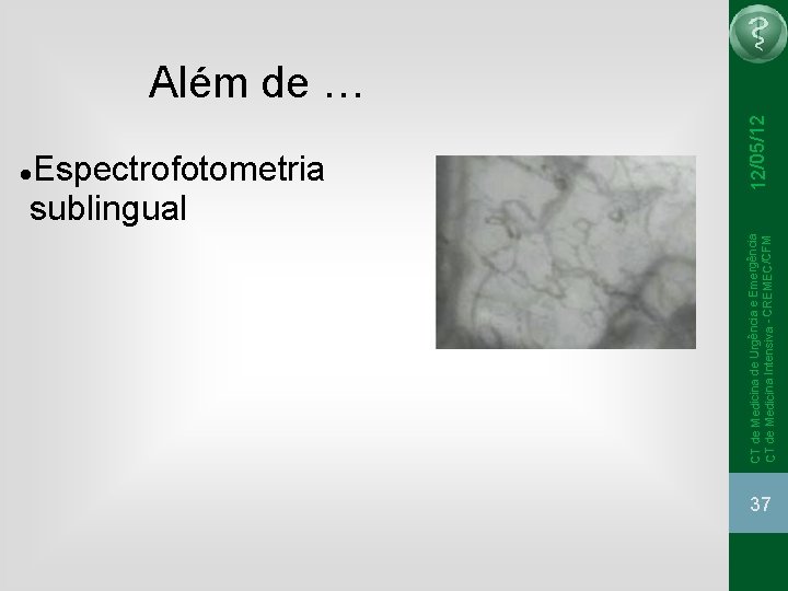 12/05/12 Espectrofotometria sublingual CT de Medicina de Urgência e Emergência CT de Medicina 12/05/12 Espectrofotometria sublingual CT de Medicina de Urgência e Emergência CT de Medicina