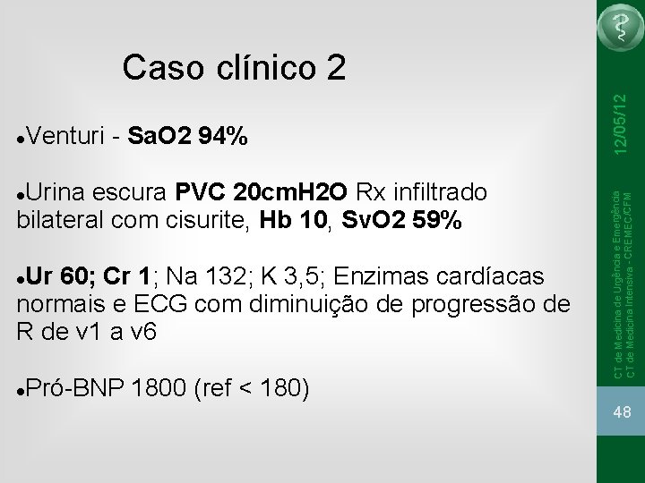 Urina escura PVC 20 cm. H 2 O Rx infiltrado bilateral com cisurite, Hb