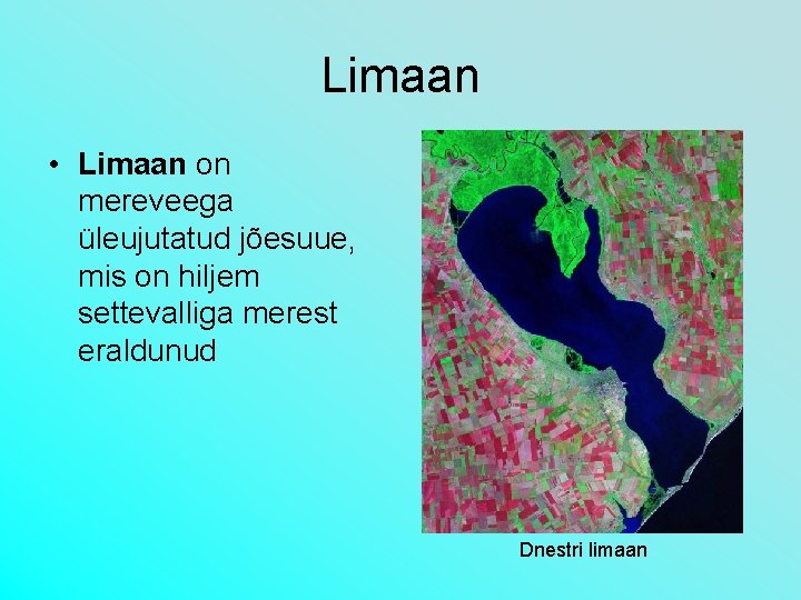 Limaan • Limaan on mereveega üleujutatud jõesuue, mis on hiljem settevalliga merest eraldunud Dnestri