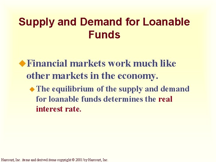Supply and Demand for Loanable Funds u. Financial markets work much like other markets Supply and Demand for Loanable Funds u. Financial markets work much like other markets