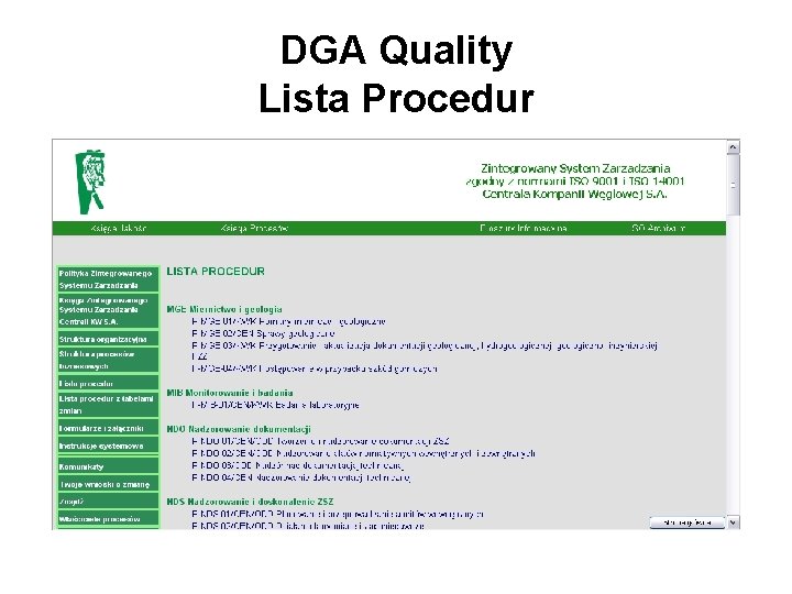 DGA Quality Lista Procedur 