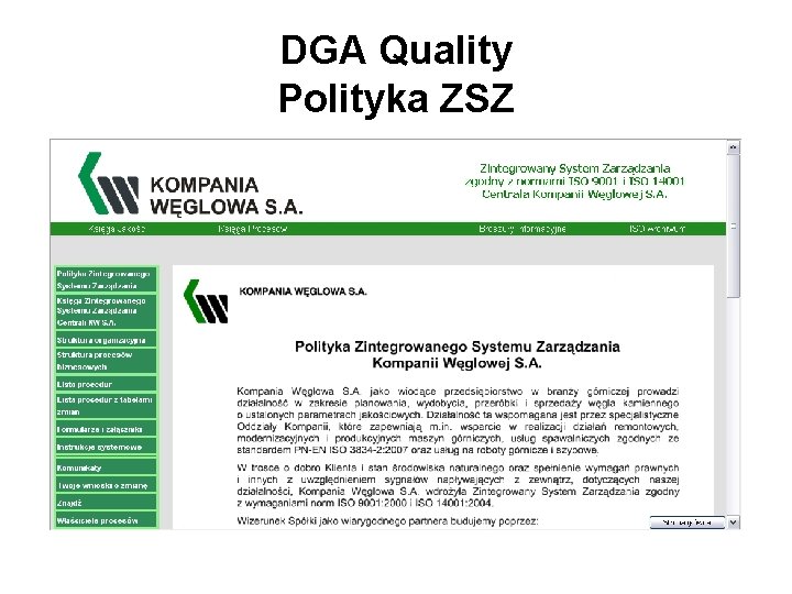 DGA Quality Polityka ZSZ 
