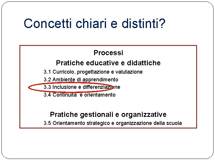 Concetti chiari e distinti? Processi Pratiche educative e didattiche 3. 1 Curricolo, progettazione e