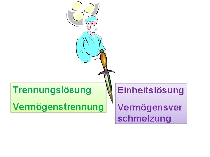Trennungslösung Einheitslösung Vermögenstrennung Vermögensver schmelzung 